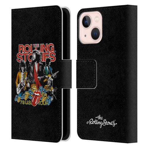 The Rolling Stones Key Art 78 Us Tour Vintage Leather Book Wallet Case Cover For Apple iPhone 13 Mini