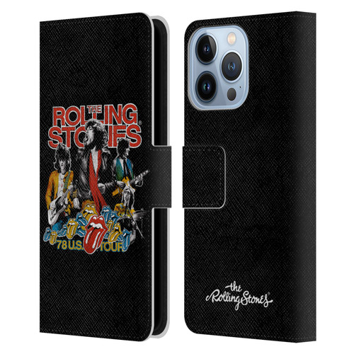 The Rolling Stones Key Art 78 Us Tour Vintage Leather Book Wallet Case Cover For Apple iPhone 13 Pro
