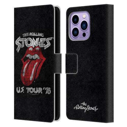 The Rolling Stones Key Art Us Tour 78 Leather Book Wallet Case Cover For Apple iPhone 14 Pro Max