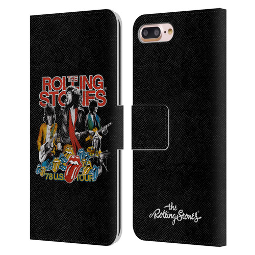 The Rolling Stones Key Art 78 Us Tour Vintage Leather Book Wallet Case Cover For Apple iPhone 7 Plus / iPhone 8 Plus