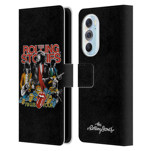 The Rolling Stones Key Art 78 Us Tour Vintage Leather Book Wallet Case Cover For Motorola Edge X30