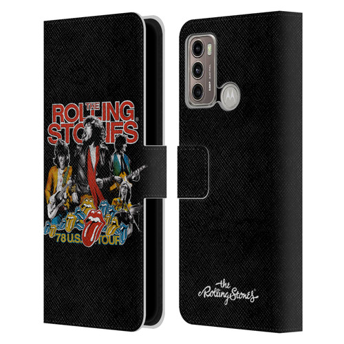 The Rolling Stones Key Art 78 Us Tour Vintage Leather Book Wallet Case Cover For Motorola Moto G60 / Moto G40 Fusion