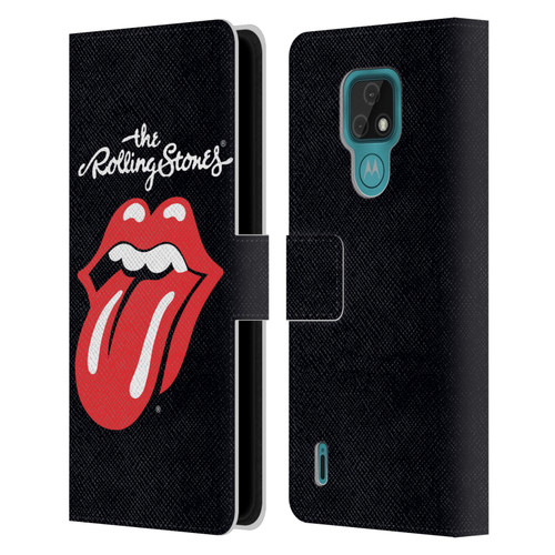 The Rolling Stones Key Art Tongue Classic Leather Book Wallet Case Cover For Motorola Moto E7