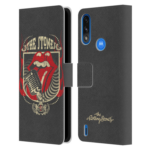 The Rolling Stones Key Art Jumbo Tongue Leather Book Wallet Case Cover For Motorola Moto E7 Power / Moto E7i Power