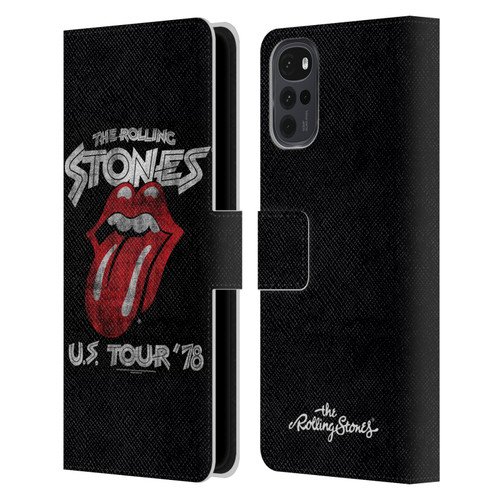 The Rolling Stones Key Art Us Tour 78 Leather Book Wallet Case Cover For Motorola Moto G22