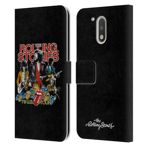 The Rolling Stones Key Art 78 Us Tour Vintage Leather Book Wallet Case Cover For Motorola Moto G41