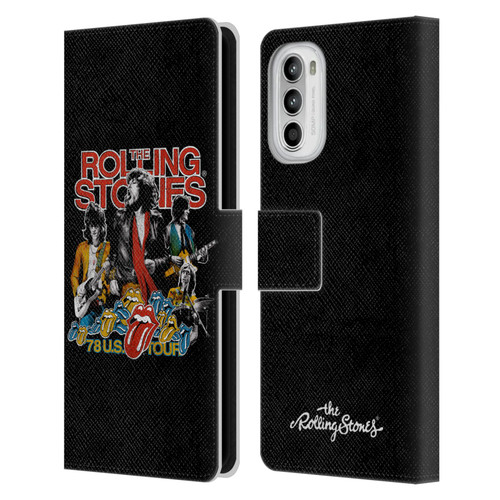 The Rolling Stones Key Art 78 Us Tour Vintage Leather Book Wallet Case Cover For Motorola Moto G52