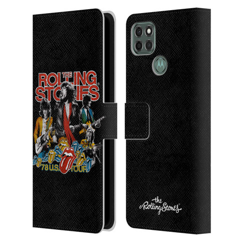 The Rolling Stones Key Art 78 Us Tour Vintage Leather Book Wallet Case Cover For Motorola Moto G9 Power