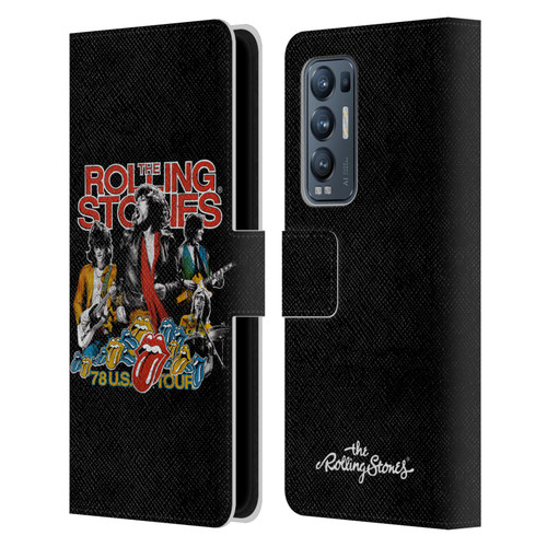 The Rolling Stones Key Art 78 Us Tour Vintage Leather Book Wallet Case Cover For OPPO Find X3 Neo / Reno5 Pro+ 5G