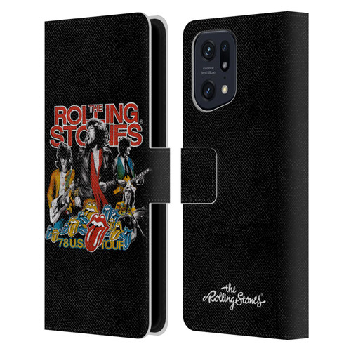 The Rolling Stones Key Art 78 Us Tour Vintage Leather Book Wallet Case Cover For OPPO Find X5