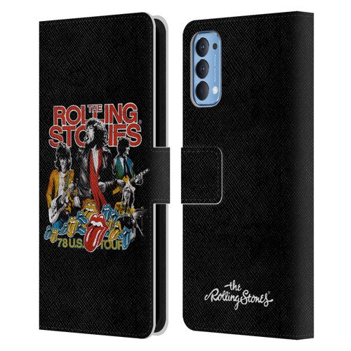 The Rolling Stones Key Art 78 Us Tour Vintage Leather Book Wallet Case Cover For OPPO Reno 4 5G