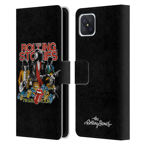 The Rolling Stones Key Art 78 Us Tour Vintage Leather Book Wallet Case Cover For OPPO Reno4 Z 5G