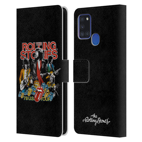 The Rolling Stones Key Art 78 Us Tour Vintage Leather Book Wallet Case Cover For Samsung Galaxy A21s (2020)