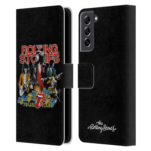 The Rolling Stones Key Art 78 Us Tour Vintage Leather Book Wallet Case Cover For Samsung Galaxy S21 FE 5G