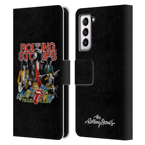 The Rolling Stones Key Art 78 Us Tour Vintage Leather Book Wallet Case Cover For Samsung Galaxy S21 5G
