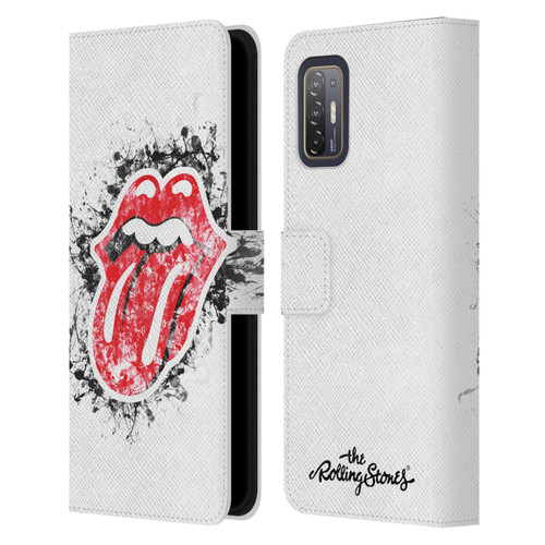 The Rolling Stones Licks Collection Distressed Look Tongue Leather Book Wallet Case Cover For HTC Desire 21 Pro 5G