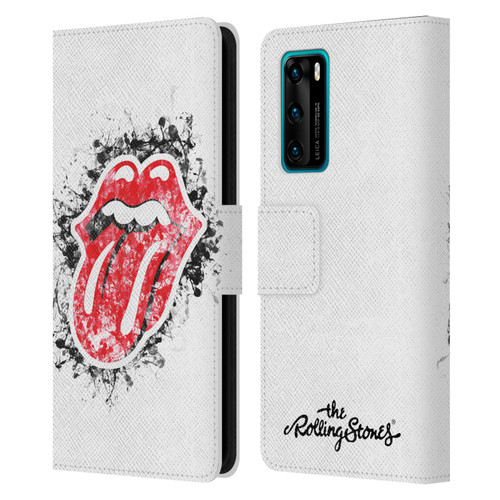 The Rolling Stones Licks Collection Distressed Look Tongue Leather Book Wallet Case Cover For Huawei P40 5G