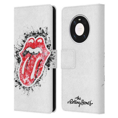The Rolling Stones Licks Collection Distressed Look Tongue Leather Book Wallet Case Cover For Huawei Mate 40 Pro 5G