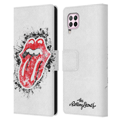The Rolling Stones Licks Collection Distressed Look Tongue Leather Book Wallet Case Cover For Huawei Nova 6 SE / P40 Lite