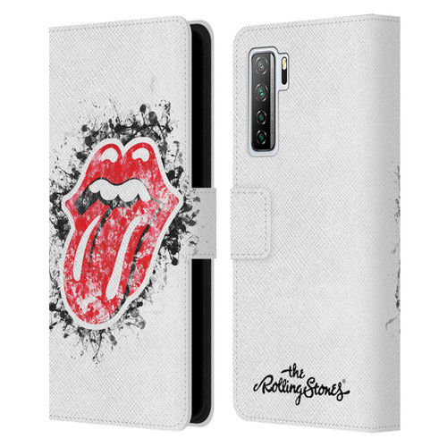 The Rolling Stones Licks Collection Distressed Look Tongue Leather Book Wallet Case Cover For Huawei Nova 7 SE/P40 Lite 5G
