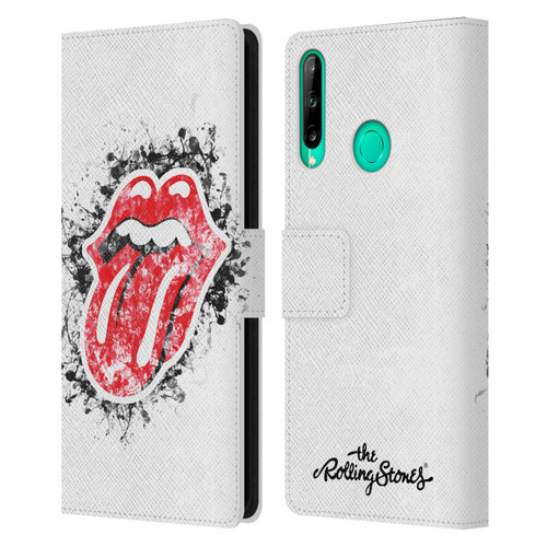 The Rolling Stones Licks Collection Distressed Look Tongue Leather Book Wallet Case Cover For Huawei P40 lite E