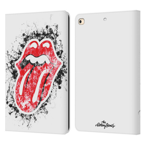 The Rolling Stones Licks Collection Distressed Look Tongue Leather Book Wallet Case Cover For Apple iPad 9.7 2017 / iPad 9.7 2018
