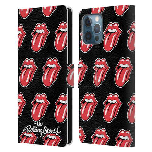 The Rolling Stones Licks Collection Tongue Classic Pattern Leather Book Wallet Case Cover For Apple iPhone 12 Pro Max