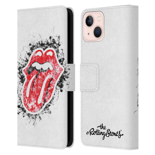 The Rolling Stones Licks Collection Distressed Look Tongue Leather Book Wallet Case Cover For Apple iPhone 13