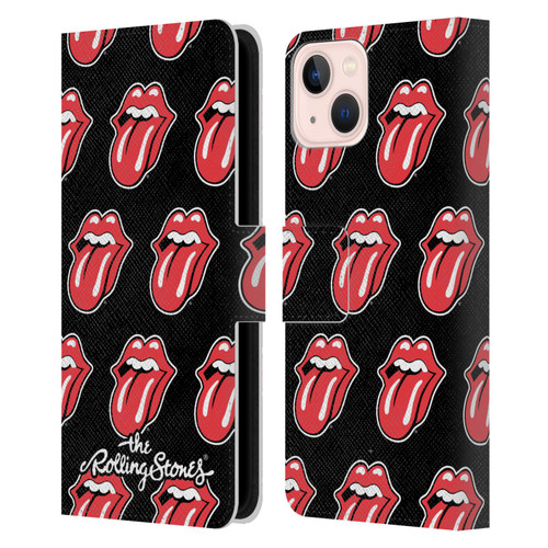 The Rolling Stones Licks Collection Tongue Classic Pattern Leather Book Wallet Case Cover For Apple iPhone 13