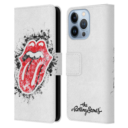 The Rolling Stones Licks Collection Distressed Look Tongue Leather Book Wallet Case Cover For Apple iPhone 13 Pro