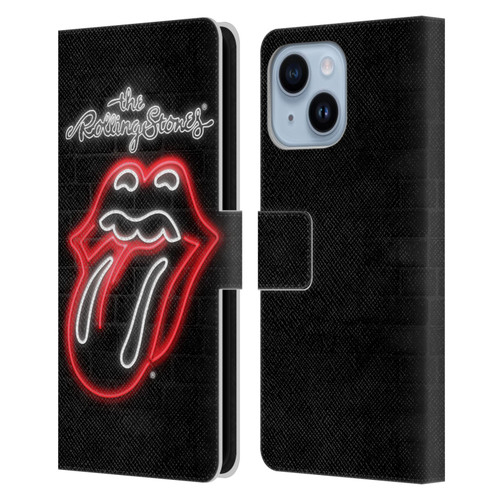 The Rolling Stones Licks Collection Neon Leather Book Wallet Case Cover For Apple iPhone 14 Plus