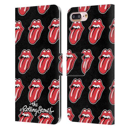 The Rolling Stones Licks Collection Tongue Classic Pattern Leather Book Wallet Case Cover For Apple iPhone 7 Plus / iPhone 8 Plus