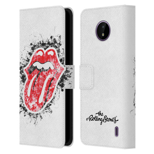 The Rolling Stones Licks Collection Distressed Look Tongue Leather Book Wallet Case Cover For Nokia C10 / C20