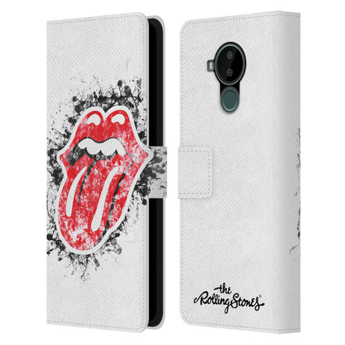 The Rolling Stones Licks Collection Distressed Look Tongue Leather Book Wallet Case Cover For Nokia C30