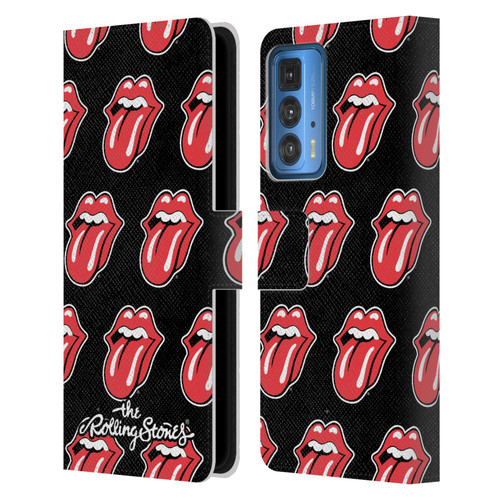 The Rolling Stones Licks Collection Tongue Classic Pattern Leather Book Wallet Case Cover For Motorola Edge 20 Pro