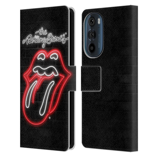 The Rolling Stones Licks Collection Neon Leather Book Wallet Case Cover For Motorola Edge 30