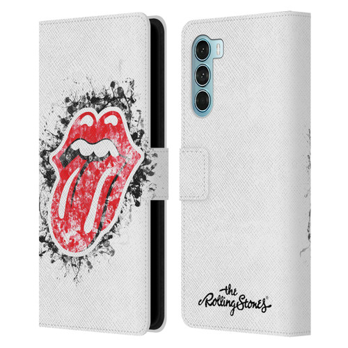 The Rolling Stones Licks Collection Distressed Look Tongue Leather Book Wallet Case Cover For Motorola Edge S30 / Moto G200 5G