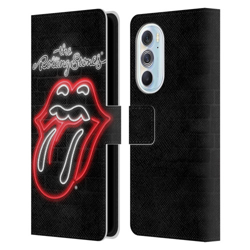 The Rolling Stones Licks Collection Neon Leather Book Wallet Case Cover For Motorola Edge X30