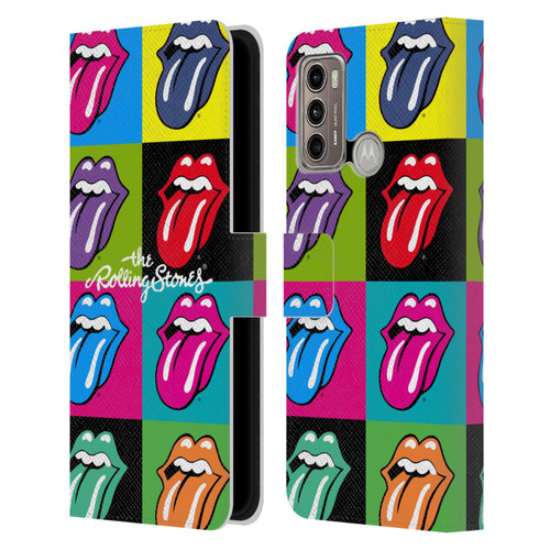 The Rolling Stones Licks Collection Pop Art 1 Leather Book Wallet Case Cover For Motorola Moto G60 / Moto G40 Fusion