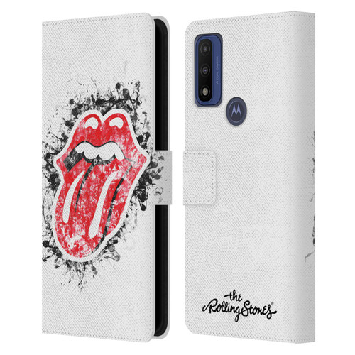 The Rolling Stones Licks Collection Distressed Look Tongue Leather Book Wallet Case Cover For Motorola G Pure