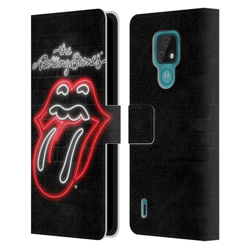 The Rolling Stones Licks Collection Neon Leather Book Wallet Case Cover For Motorola Moto E7