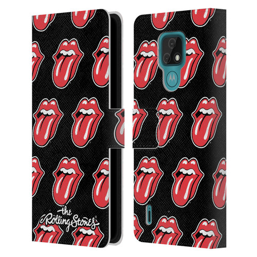 The Rolling Stones Licks Collection Tongue Classic Pattern Leather Book Wallet Case Cover For Motorola Moto E7