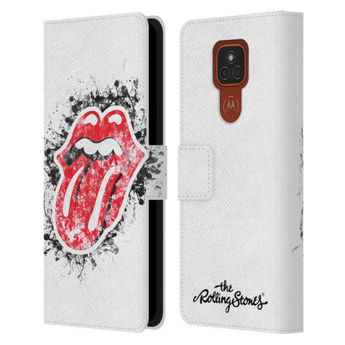 The Rolling Stones Licks Collection Distressed Look Tongue Leather Book Wallet Case Cover For Motorola Moto E7 Plus