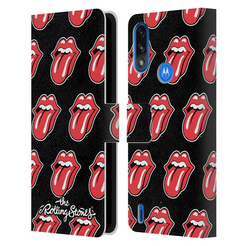 The Rolling Stones Licks Collection Tongue Classic Pattern Leather Book Wallet Case Cover For Motorola Moto E7 Power / Moto E7i Power