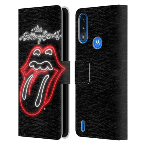 The Rolling Stones Licks Collection Neon Leather Book Wallet Case Cover For Motorola Moto E7 Power / Moto E7i Power