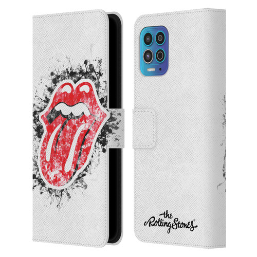 The Rolling Stones Licks Collection Distressed Look Tongue Leather Book Wallet Case Cover For Motorola Moto G100