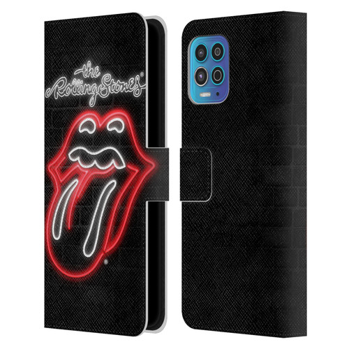 The Rolling Stones Licks Collection Neon Leather Book Wallet Case Cover For Motorola Moto G100