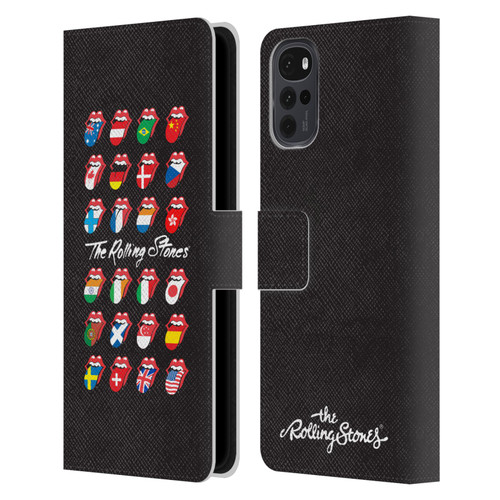 The Rolling Stones Licks Collection Flag Poster Leather Book Wallet Case Cover For Motorola Moto G22
