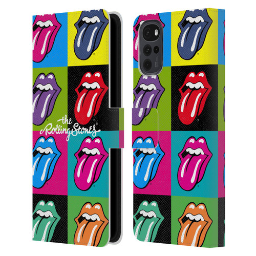 The Rolling Stones Licks Collection Pop Art 1 Leather Book Wallet Case Cover For Motorola Moto G22