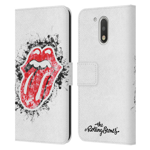 The Rolling Stones Licks Collection Distressed Look Tongue Leather Book Wallet Case Cover For Motorola Moto G41